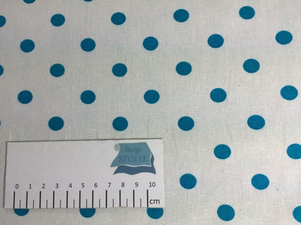 Baumwolle Punkte 12mm Weiß Türkis