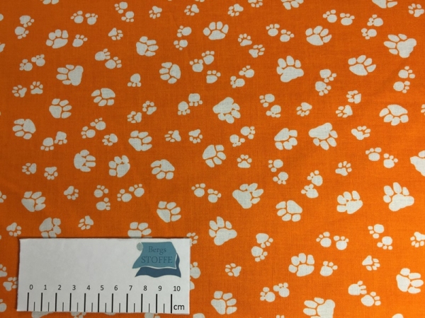 Baumwolle Tatzen Orange Weiß  Nr 236