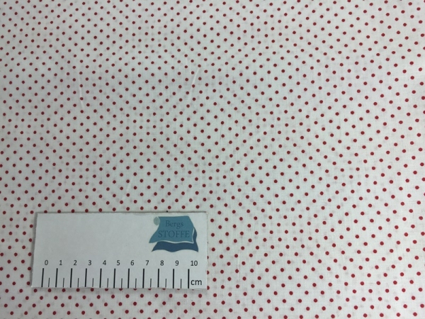 Baumwolle Punkte  2mm Weiß Rot