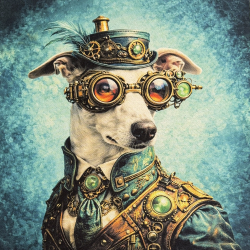 Steampunk Hund | Kissenpanel