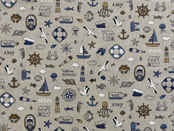 Canvas | Leuchtturm, Anker, Segelboot | beige, blau