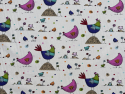 Baumwolle | Lustiges Huhn | creme, pink