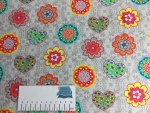 Baumwoll-Stoff Blumen Grau Bunt Nr 168